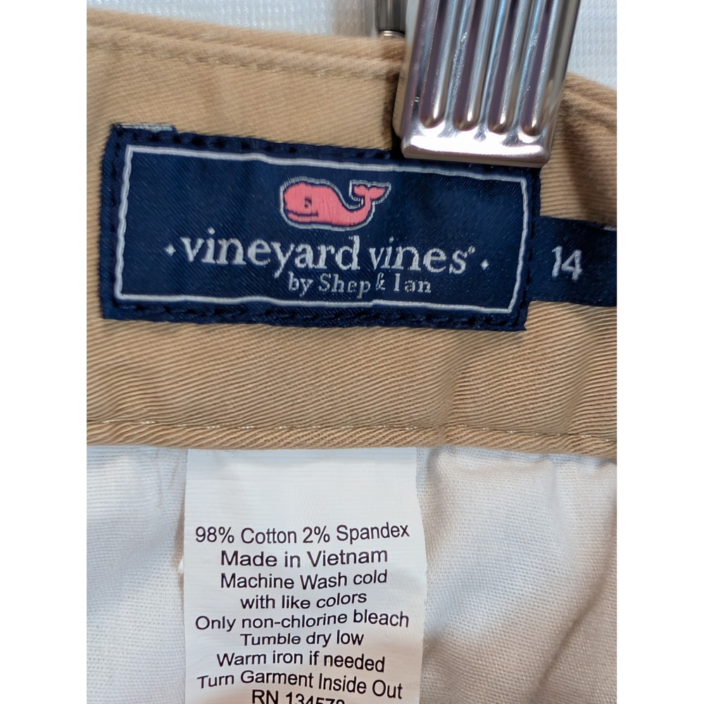 Vineyard Vines Boys Khaki Chino Pants Tan Straight Leg Size 14 Cotton Stretch - Picture 4 of 4